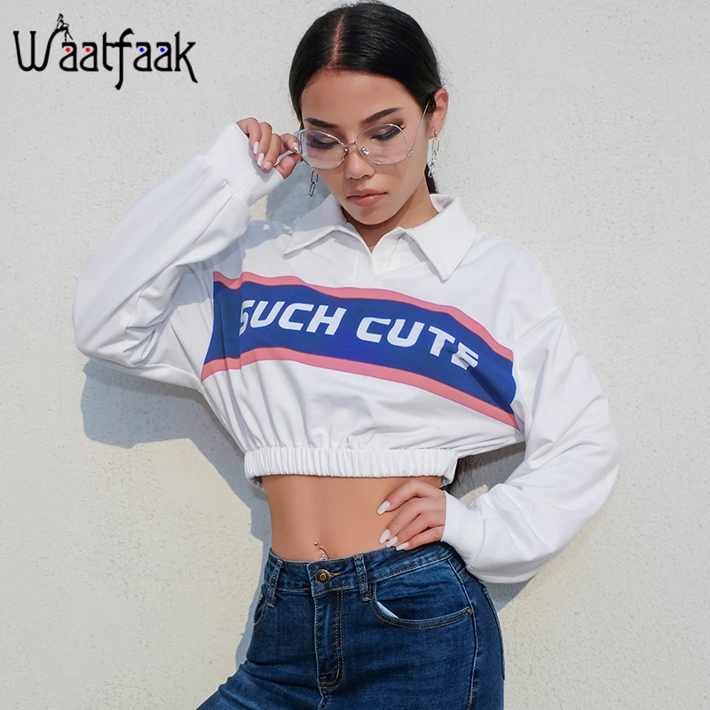 Waatfaak Loose Casual White Turn-down Collar Crop Sweatshirt Female Letter Print Autumn Winter Korean Hoodies Oversized Sweat
Waatfaak Loose Casual White Turn-down Collar Crop Sweatshirt Female Letter Print Autumn Winter Korean Hoodies Oversized Sweat