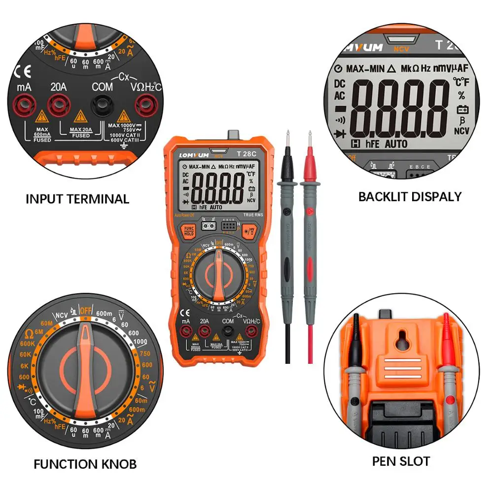 LOMVUM Portable Digital Mini Multimeter Auto Range Tester Multimetre Backlight AC/DC Ammeter Voltmeter Tester Meter Handheld LED
LOMVUM Portable Digital Mini Multimeter Auto Range Tester Multimetre Backlight AC/DC Ammeter Voltmeter Tester Meter Handheld LED