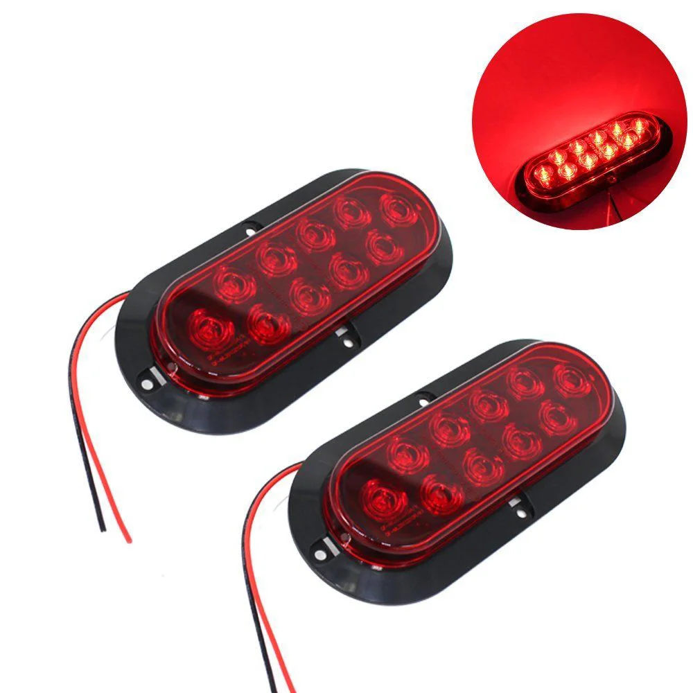 2x 10 LED 6" Red PC Lens + ABS Housing Oval Surface Mount Brake Stop Tail Light Car Truck Trailer RVs
2x 10 LED 6" Red PC Lens + ABS Housing Oval Surface Mount Brake Stop Tail Light Car Truck Trailer RVs