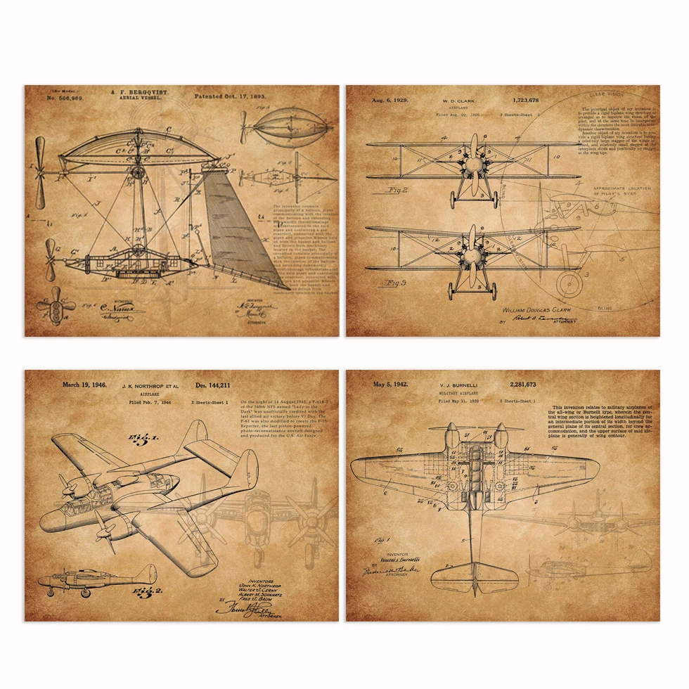 Vintage airplane patent art prints 4 in 1 airplane sketchup parchment paper Nursery plane Wall Art classic plane art unframe
Vintage airplane patent art prints 4 in 1 airplane sketchup parchment paper Nursery plane Wall Art classic plane art unframe