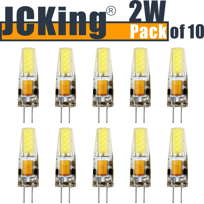 JCKing (Pack of 10) 2W G4 LED Lamp COB LEDs AC120V/220V Warm White/ Cool White for 25W Halogen Bulb LED G4 Spotlight Lamp
JCKing (Pack of 10) 2W G4 LED Lamp COB LEDs AC120V/220V Warm White/ Cool White for 25W Halogen Bulb LED G4 Spotlight Lamp