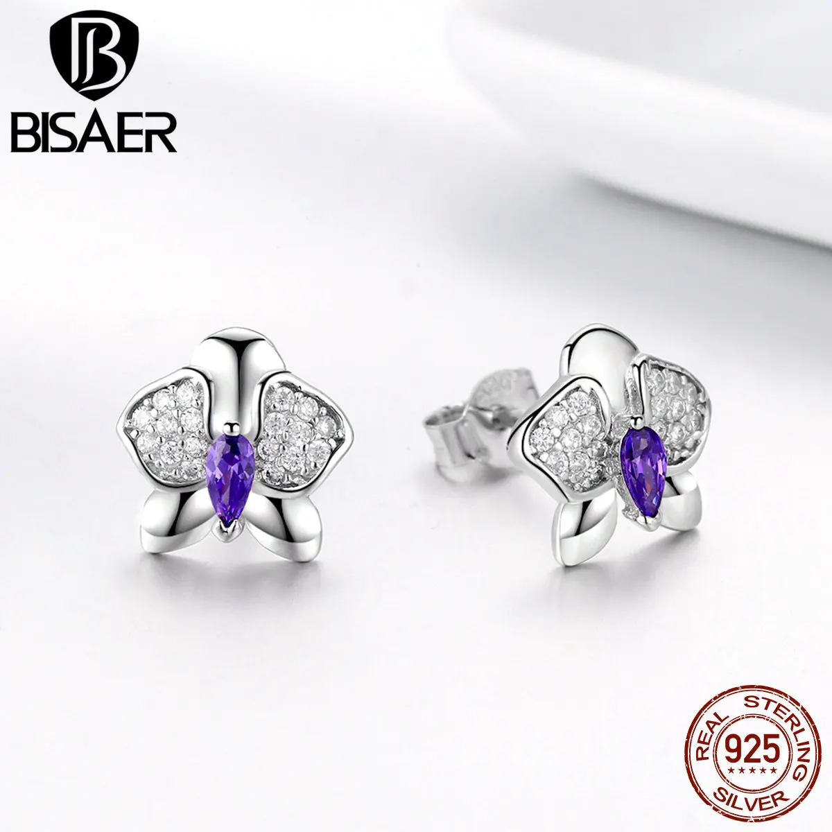 BISAER Hot Sale 925 Sterling Silver Butterfly Stud Earrings for Women Small Orchid Flower Zircon Fashion Earrings Jewelry EFE036
BISAER Hot Sale 925 Sterling Silver Butterfly Stud Earrings for Women Small Orchid Flower Zircon Fashion Earrings Jewelry EFE036