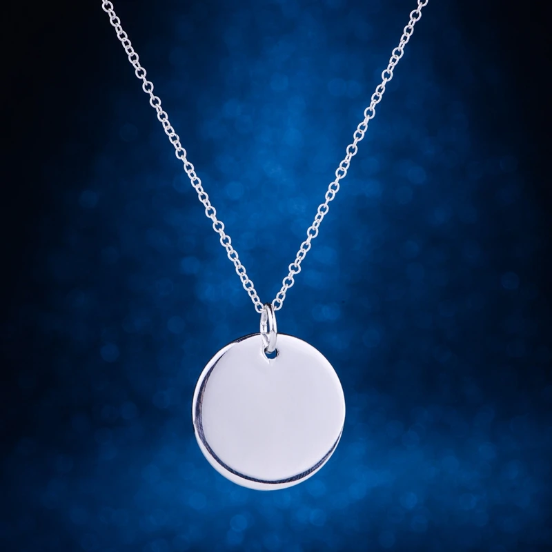 

disk shiny silver plated Necklace 925 jewelry silver Pandant Fashion Jewelry RSQAKGWX