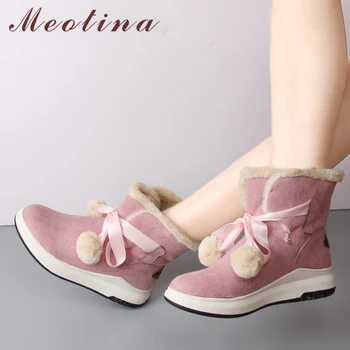 Meotina Snow Boots Winter Shoes Women Plush Platform Wedge Boots Bow Ankle Boots Fur Warm Cotton Short Boots Pink Gray Size34-43
Meotina Snow Boots Winter Shoes Women Plush Platform Wedge Boots Bow Ankle Boots Fur Warm Cotton Short Boots Pink Gray Size34-43