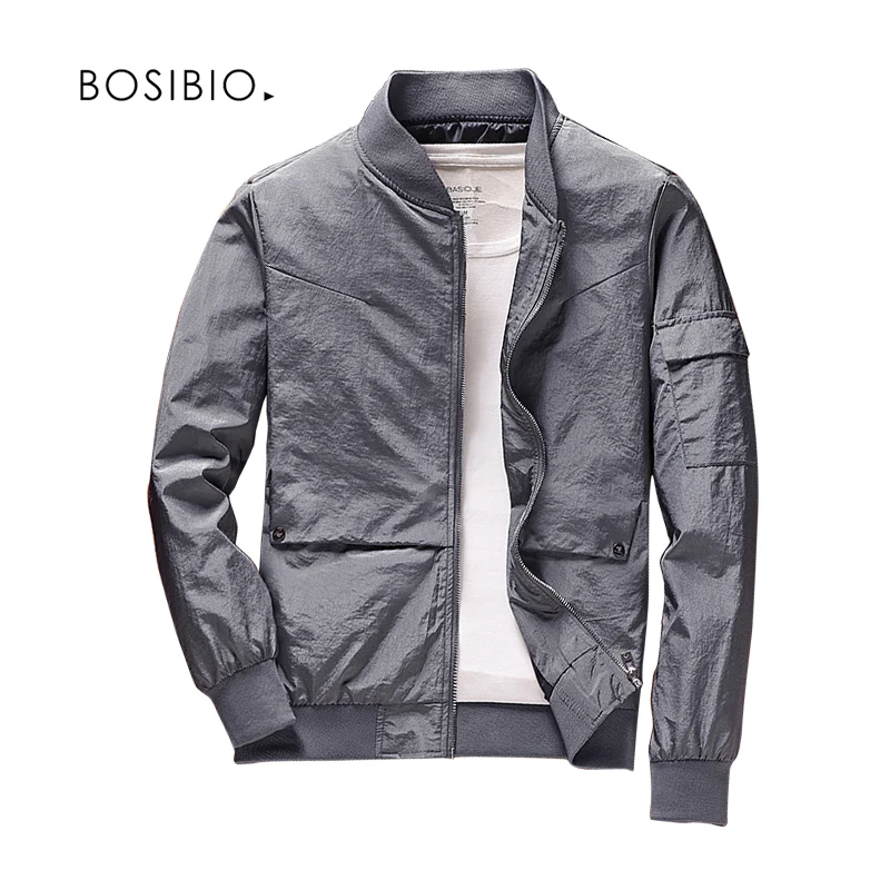 BOSIBIO autumn Spring mens casual jackets grey stand collar lightweight coats fashion male bomber jackets plus 8XL 1811
BOSIBIO autumn Spring mens casual jackets grey stand collar lightweight coats fashion male bomber jackets plus 8XL 1811