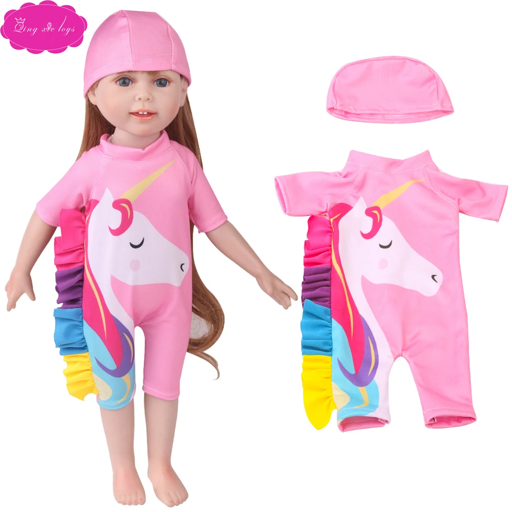 18 inch Girl dolls Clothes American pink Unicorn swimsuit swimming cap jumpsuits Dress accessories fit 43 cm baby doll c745
18 inch Girl dolls Clothes American pink Unicorn swimsuit swimming cap jumpsuits Dress accessories fit 43 cm baby doll c745