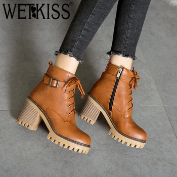 WETKISS Plus Size 44 High Heels Ankle Women Boots Round Toe Lace Up Footwear Female Motorcycle Boot Platform Shoes Women Winter
WETKISS Plus Size 44 High Heels Ankle Women Boots Round Toe Lace Up Footwear Female Motorcycle Boot Platform Shoes Women Winter