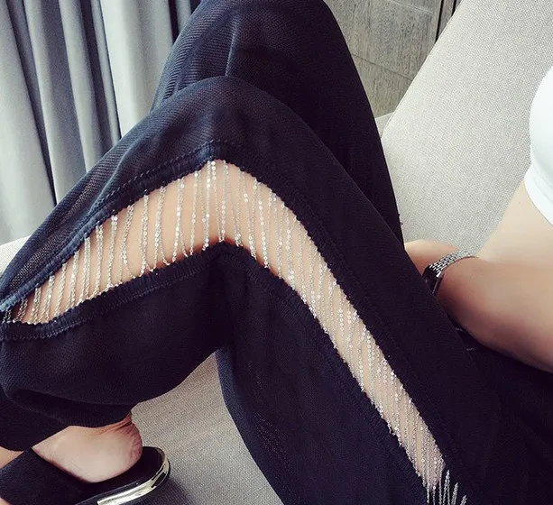 Exclusive Design New Spring Summer Long Trousers for Women Hollow Out Chain Ankle-length Pants Thin Students Hot Pants
Exclusive Design New Spring Summer Long Trousers for Women Hollow Out Chain Ankle-length Pants Thin Students Hot Pants