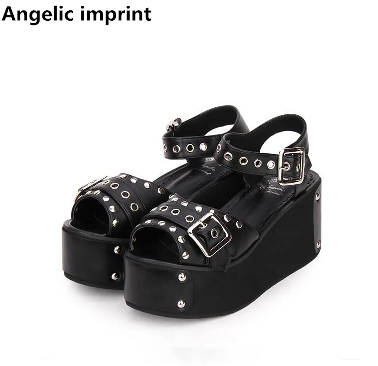 Angelic imprint woman mori girl lolita cosplay rivet punk shoes lady high heel wedges pumps women princess summer sandals 33-47
Angelic imprint woman mori girl lolita cosplay rivet punk shoes lady high heel wedges pumps women princess summer sandals 33-47