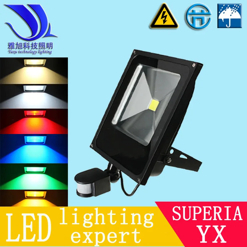 

10pcs/lot LED projector lighting lamp gray LED Flood Light 10W 20W 30W 50W 70W 100W 85-265V PIR Motion sensor Sense detective