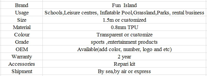 F-L 1.5m TPU bubble ball