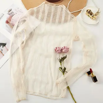 2018 Fashion Summer Women Sexy Hollow Shirt Lace Mesh Turtleneck Lady Tops Perspective Long Sleeves Female Blouses Clothing
2018 Fashion Summer Women Sexy Hollow Shirt Lace Mesh Turtleneck Lady Tops Perspective Long Sleeves Female Blouses Clothing