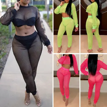 Summer Sexy Women Beach Fish Net Bikini Cover-Ups Long Sleeve Crop Tops Long Trousers Clubwear Trousers Outfit Sets Bathing Suit
Summer Sexy Women Beach Fish Net Bikini Cover-Ups Long Sleeve Crop Tops Long Trousers Clubwear Trousers Outfit Sets Bathing Suit