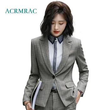 ACRMRAC Women suits Autumn And Winter lattice Slim jacket pants OL Formal Women pants suits Womens business suits
ACRMRAC Women suits Autumn And Winter lattice Slim jacket pants OL Formal Women pants suits Womens business suits