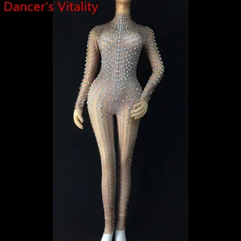 Nightclub Women Singer DJ DS Guest Sexy False Perspective Bead Long Leotard Women Pole Jazz Dancing Clothes Garments Outfits
Nightclub Women Singer DJ DS Guest Sexy False Perspective Bead Long Leotard Women Pole Jazz Dancing Clothes Garments Outfits
