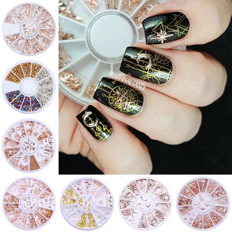 Rose Gold Nail Studs Multi-size Flat Bottom Nail Rhinestones Colorful Shining 3D Nail Art Decoration in Wheel for Nail
Rose Gold Nail Studs Multi-size Flat Bottom Nail Rhinestones Colorful Shining 3D Nail Art Decoration in Wheel for Nail