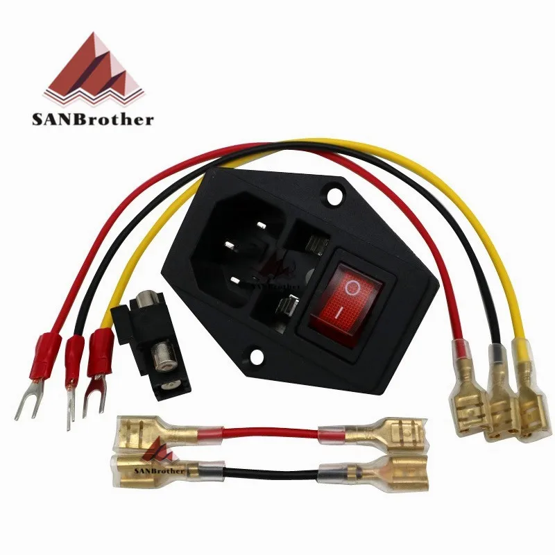 Hot 15A 250V Power switch AC power outlet with red triple Rocker Switch tripod feet of copper with fuse for 3d printer
Hot 15A 250V Power switch AC power outlet with red triple Rocker Switch tripod feet of copper with fuse for 3d printer