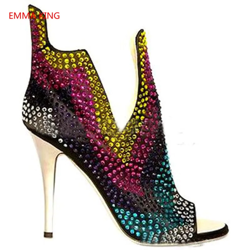 Colorfur Crystal Studded Shoes For Women Peep toe Sexy Stiletto High Heels Gladiator Sandals Summer Fashion Ladies Ankle Boots
Colorfur Crystal Studded Shoes For Women Peep toe Sexy Stiletto High Heels Gladiator Sandals Summer Fashion Ladies Ankle Boots