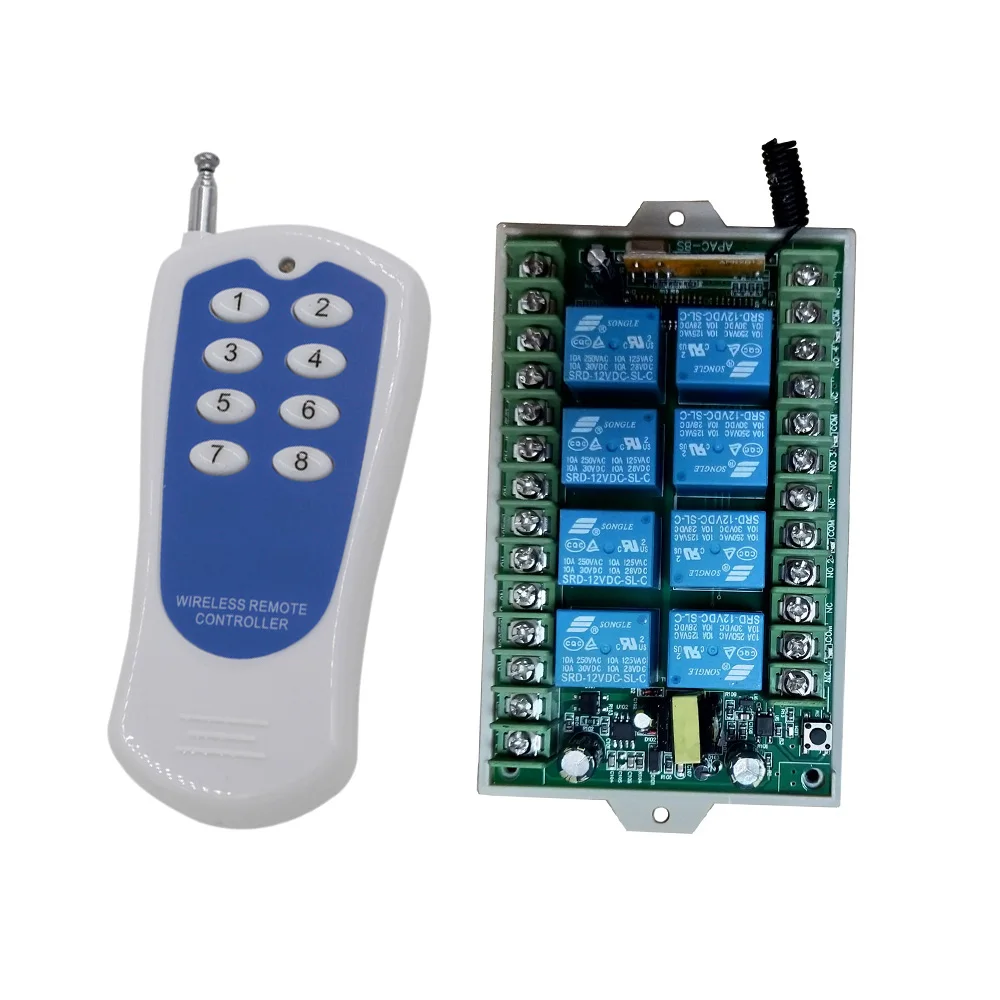 AC220V 8CH 8 CH Wireless Remote Control LED Light Switch 220V Relay Output Radio Receiver RF Transmitter 315/433 MHz
AC220V 8CH 8 CH Wireless Remote Control LED Light Switch 220V Relay Output Radio Receiver RF Transmitter 315/433 MHz