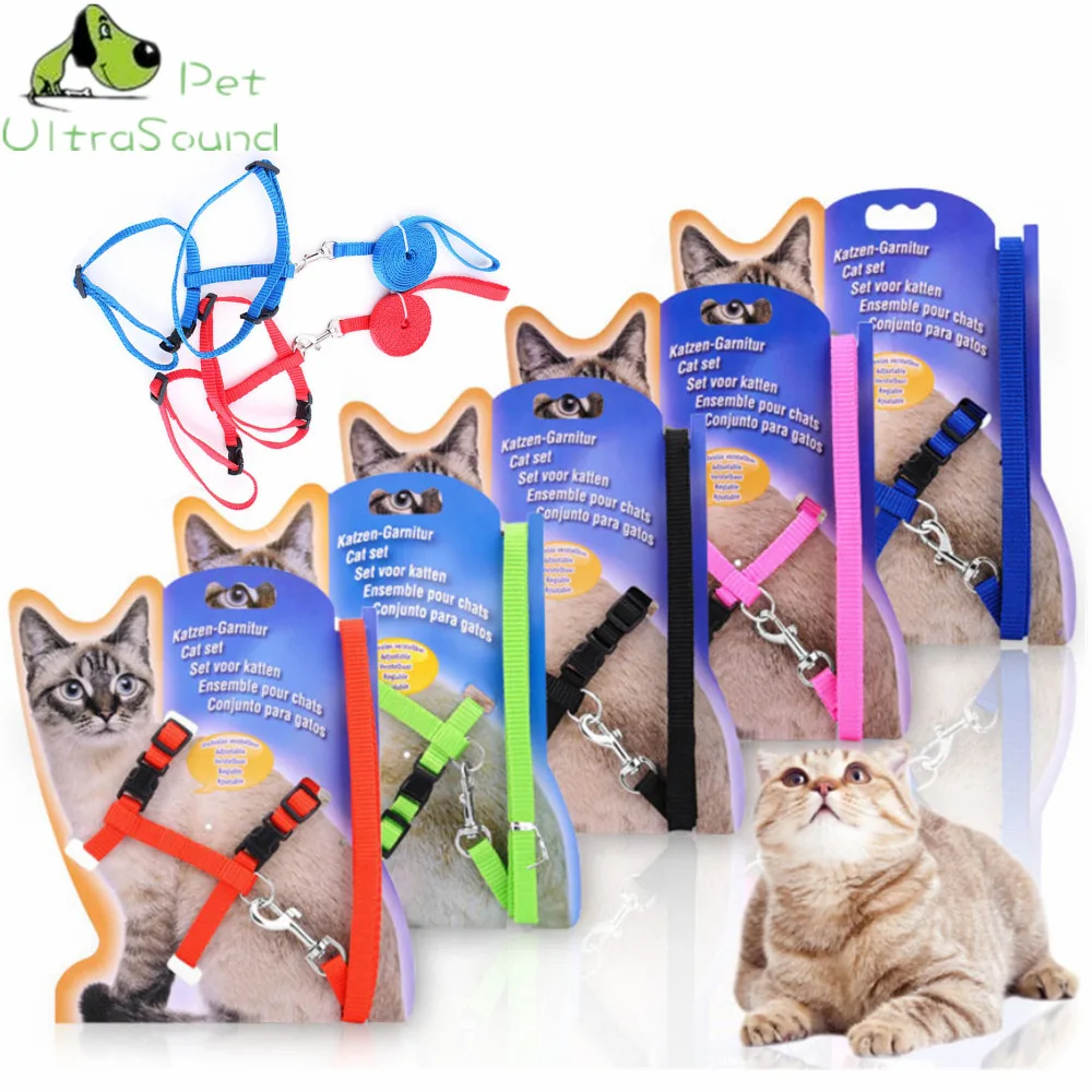 

ULTRASOUND PET Cat Collar Harness Leash Adjustable Nylon Cat Traction Cat Kitten Halter Collar Cats Product For Pet Harness Belt