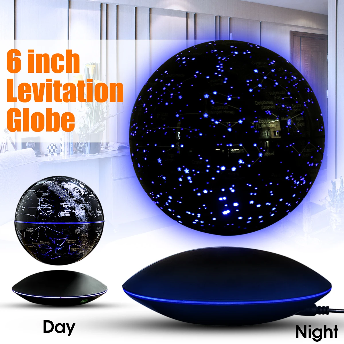 6 inch Electronic Magnetic Levitation Floating Globe World Map Anti-gravity Tellurion with LED Lights Home Office Decoration
6 inch Electronic Magnetic Levitation Floating Globe World Map Anti-gravity Tellurion with LED Lights Home Office Decoration