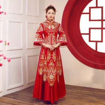 Noble RED Women Embroidery Formal Hanfu Cheongsam Suit Traditional Tassel Mesh Dress Classic Chinese Bride Wedding Qipao Set
Noble RED Women Embroidery Formal Hanfu Cheongsam Suit Traditional Tassel Mesh Dress Classic Chinese Bride Wedding Qipao Set