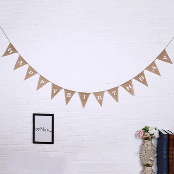 13*17cm Jute Rope Eco Resuable Natural Happy Birthday Photo Props Vintage Burlap Bunting Banner Rustic Party Decoration Flag
13*17cm Jute Rope Eco Resuable Natural Happy Birthday Photo Props Vintage Burlap Bunting Banner Rustic Party Decoration Flag
