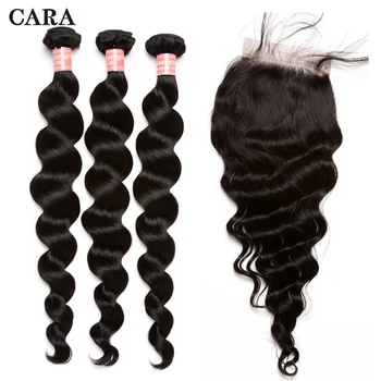 Loose Wave Bundles With Closure Brazilian Hair Weave Bundles 3 Bundles 4x4 Free Part Lace Closure CARA Remy Hair Products
Loose Wave Bundles With Closure Brazilian Hair Weave Bundles 3 Bundles 4x4 Free Part Lace Closure CARA Remy Hair Products