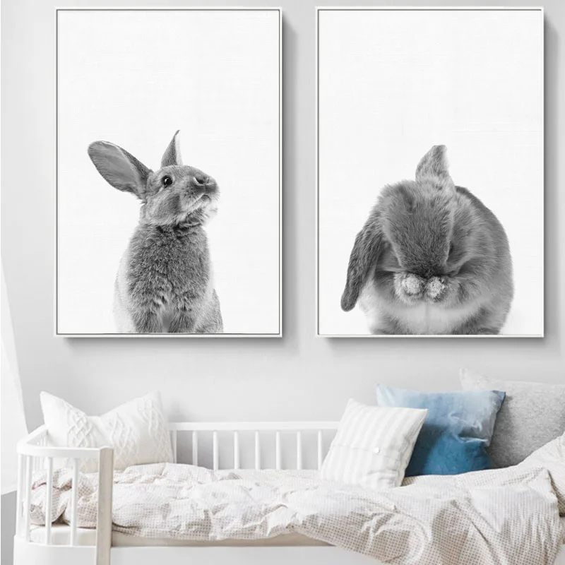Kawaii Black White Bunny Wall Art Funny Animal Canvas Painting Cute Dog Posters and Prints Pictures for Living Kids Room Decor
Kawaii Black White Bunny Wall Art Funny Animal Canvas Painting Cute Dog Posters and Prints Pictures for Living Kids Room Decor
