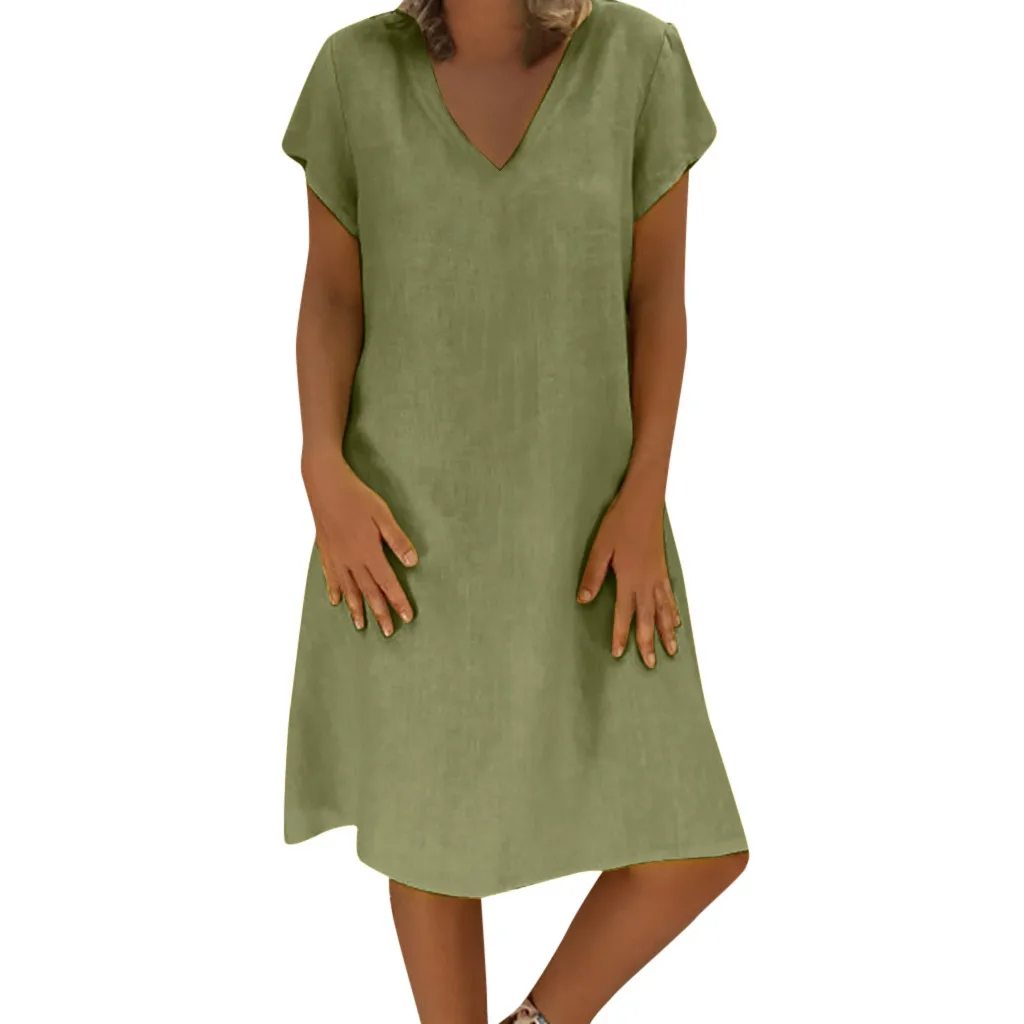 Spring New V-Neck Cotton and Linen Dress Women Summer Style Feminino Vestido T-shirt Cotton Casual Plus Size Ladies Dress #T20G
Spring New V-Neck Cotton and Linen Dress Women Summer Style Feminino Vestido T-shirt Cotton Casual Plus Size Ladies Dress #T20G