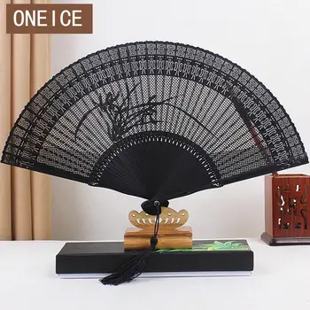 Full Bamboo Hand Fan Folding Hollow Japanese Chinese Style Creative Small Gift Wedding Handmade Decoration