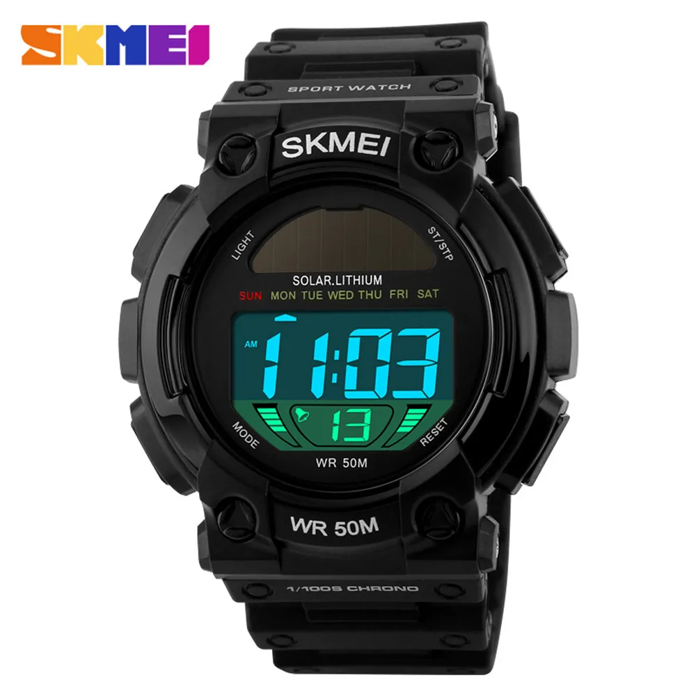 SKMEI Outdoor Solar Sport Watch Men LED Digital Fashion 5Bar Waterproof Watches Digital Watch Men Wristwatches reloj hombre 1126
SKMEI Outdoor Solar Sport Watch Men LED Digital Fashion 5Bar Waterproof Watches Digital Watch Men Wristwatches reloj hombre 1126