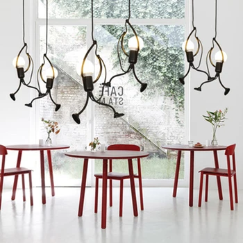 Nordic Small Black Iron People Lamp Modern Art Children Room Cartoon Deco Pendant Lights Restaurant Indoor Lighting Hanging Lamp
Nordic Small Black Iron People Lamp Modern Art Children Room Cartoon Deco Pendant Lights Restaurant Indoor Lighting Hanging Lamp