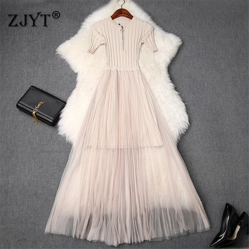 Fashion Designer Summer Dress for Women 2019 New Elegant Short Sleeve Knit Patchwork Fit and Flare Casual Sexy Long Tulle Dress
Fashion Designer Summer Dress for Women 2019 New Elegant Short Sleeve Knit Patchwork Fit and Flare Casual Sexy Long Tulle Dress