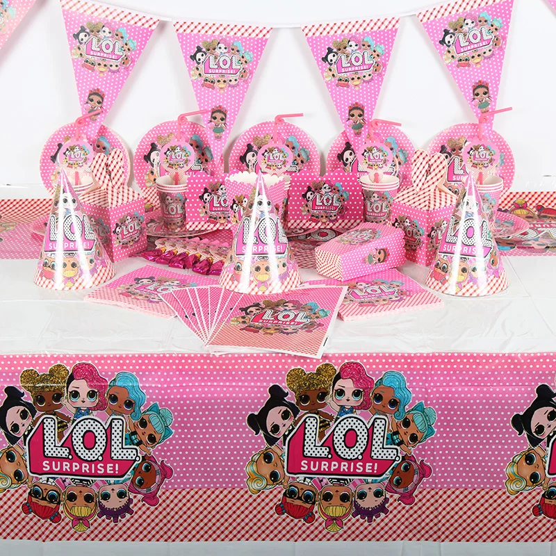 117Pcs/Lot Surprise Dolls Theme Girl Birthday Party Toy Paper Cup Plate Napkin Flag Wedding Invitation Card Tablecloth Supply
117Pcs/Lot Surprise Dolls Theme Girl Birthday Party Toy Paper Cup Plate Napkin Flag Wedding Invitation Card Tablecloth Supply