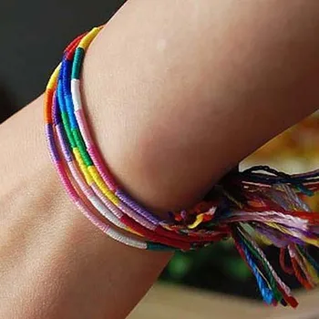 

PRIDE RAINBOW FLAG Infinity Bracelet, Hope Breast cancer Wishing Tree Bracelets friends cotton cord braided MIX COLOR