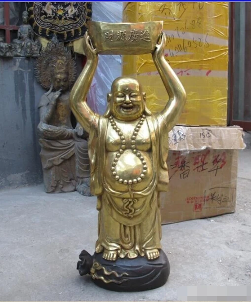 free 31"China Buddhism Bronze wealth Yuan Bao Money laughter Maitreya Lucky Buddha fast
free 31"China Buddhism Bronze wealth Yuan Bao Money laughter Maitreya Lucky Buddha fast