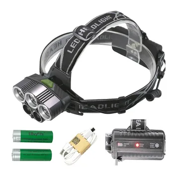 

5Led headlamp USB rechargeable 3T6 18650 headlight 5 Modes Led head lamp camp hike emergency light fishing outdoor equipment