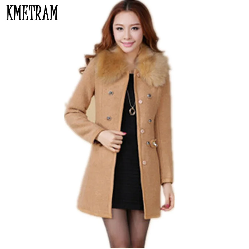 Casacos feminino Fur Collar Women Thick Wool Coat Double Breasted O-neck Female Overcoat 2019 New Brand Autumn Winter A0349
Casacos feminino Fur Collar Women Thick Wool Coat Double Breasted O-neck Female Overcoat 2019 New Brand Autumn Winter A0349
