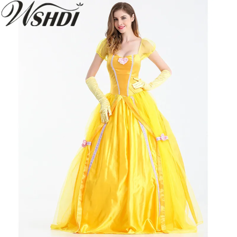 S-XXL New Women Halloween Cosplay Fantasia Yellow Southern Beauty And The Beast Costumes Adult Princess Belle Long Dress
S-XXL New Women Halloween Cosplay Fantasia Yellow Southern Beauty And The Beast Costumes Adult Princess Belle Long Dress