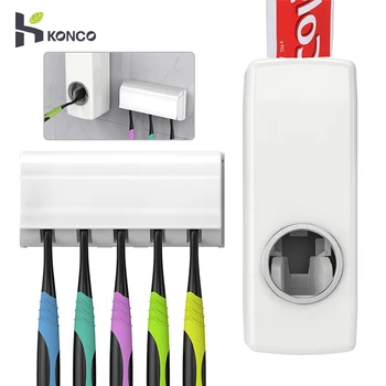 KONCO Automatic Toothpaste Squeezer Dispenser with Toothbrush Holder Bathroom Accessories Set Tooth Brush Storage Rack
KONCO Automatic Toothpaste Squeezer Dispenser with Toothbrush Holder Bathroom Accessories Set Tooth Brush Storage Rack