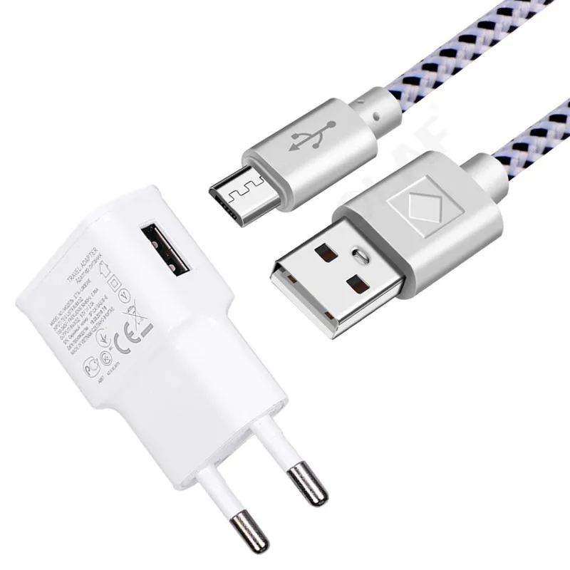 Короткий 2 м нейлоновый Micro USB кабель для передачи данных 5В 2А настенное зарядное