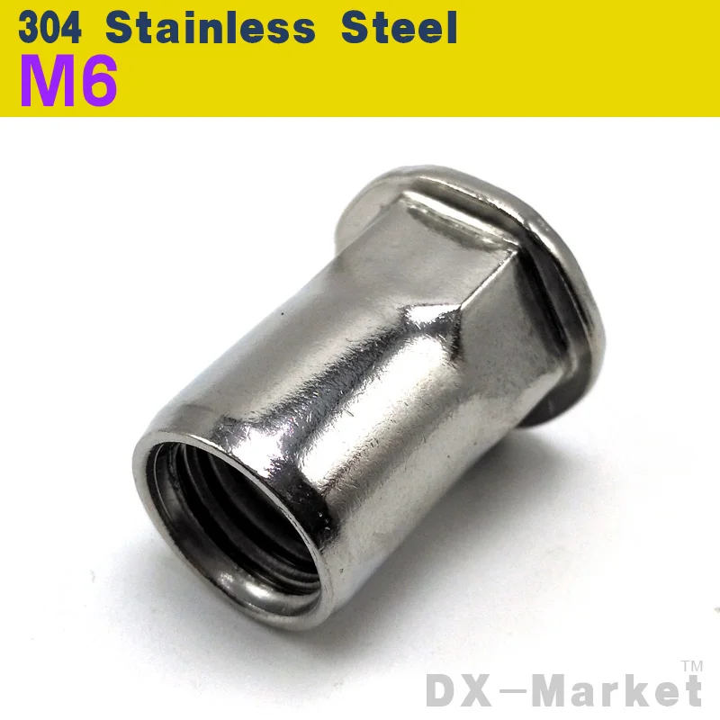 M6 , 50pcs SUS 304 Rivet Nut flat head insert nut , high quality antirust hardware
M6 , 50pcs SUS 304 Rivet Nut flat head insert nut , high quality antirust hardware