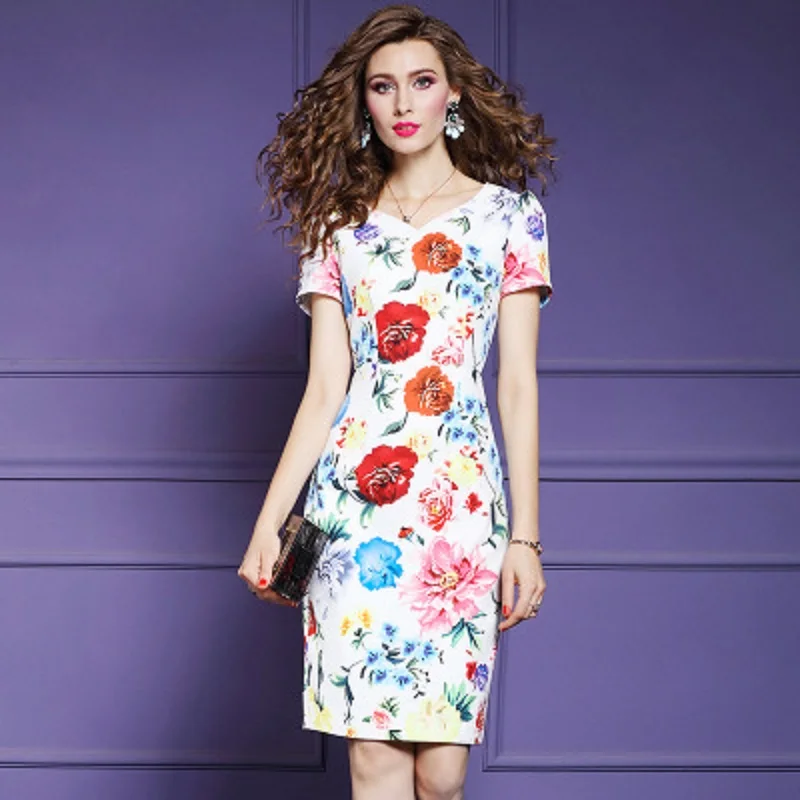2019 print Luxury Designer autumn dress Women sexy Pencil Party Dress Plus Size Office Lady short sleeved summer Flower dresses
2019 print Luxury Designer autumn dress Women sexy Pencil Party Dress Plus Size Office Lady short sleeved summer Flower dresses