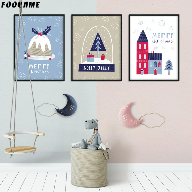 FOOCAME Cartoon House Bells Posters and Prints Art Canvas Painting Christmas Decorations For Home Wall Pictures For Living Room
FOOCAME Cartoon House Bells Posters and Prints Art Canvas Painting Christmas Decorations For Home Wall Pictures For Living Room