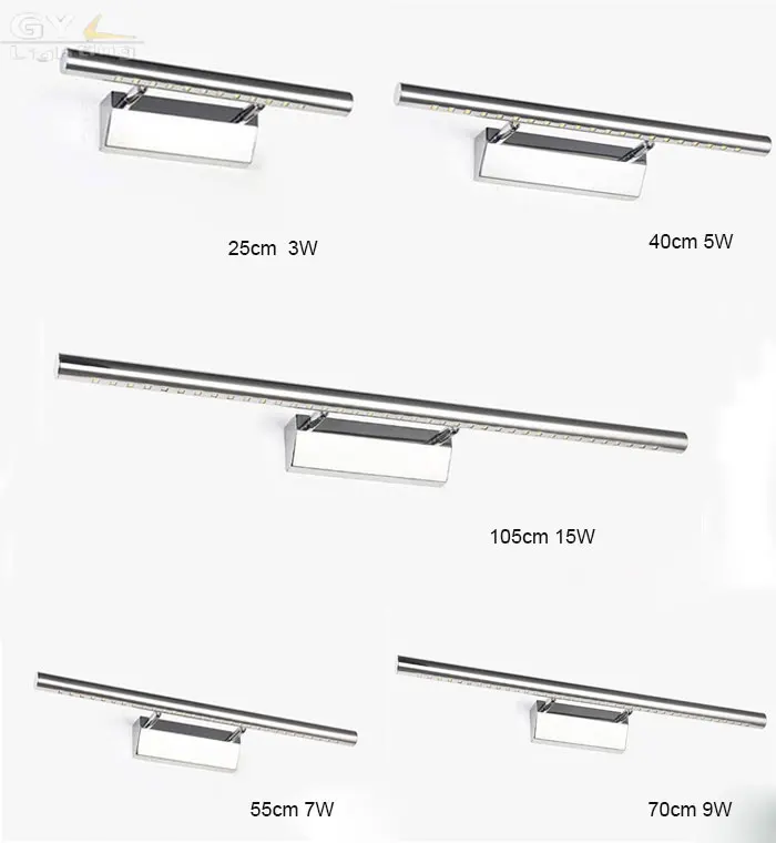 Modern Stainless Steel LED front mirror light bathroom cabinet dressing make up wall lamps 25/40/55/70/105cm 3/5/7/9/15W Novelty
Modern Stainless Steel LED front mirror light bathroom cabinet dressing make up wall lamps 25/40/55/70/105cm 3/5/7/9/15W Novelty