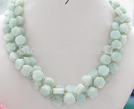 free shipping HH##3row 19" 12MM viridescence carve flower aquamarine jade NECKLACE
free shipping HH##3row 19" 12MM viridescence carve flower aquamarine jade NECKLACE