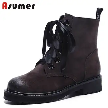 ASUMER SIZE 32-41 2020 NEW fashion pigskin ankle boots women round toe lace up flat with platform boots autumn boots
ASUMER SIZE 32-41 2020 NEW fashion pigskin ankle boots women round toe lace up flat with platform boots autumn boots