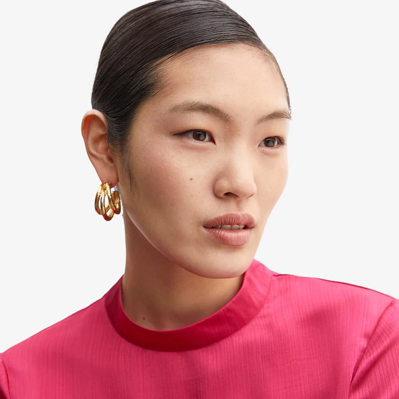 

2019 New Punk za Multiple circles Gold Metal Dangle Drop Earring Elegant Vintage Statement Jewelry For Women Party Wholesale