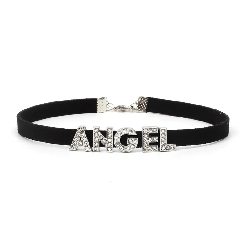 Statement Vintage Harajuku Rhinestone ANGEL Letter Necklace Women Fashion Simple Korean Velvet Choker Collares Jewelry YRX09
Statement Vintage Harajuku Rhinestone ANGEL Letter Necklace Women Fashion Simple Korean Velvet Choker Collares Jewelry YRX09